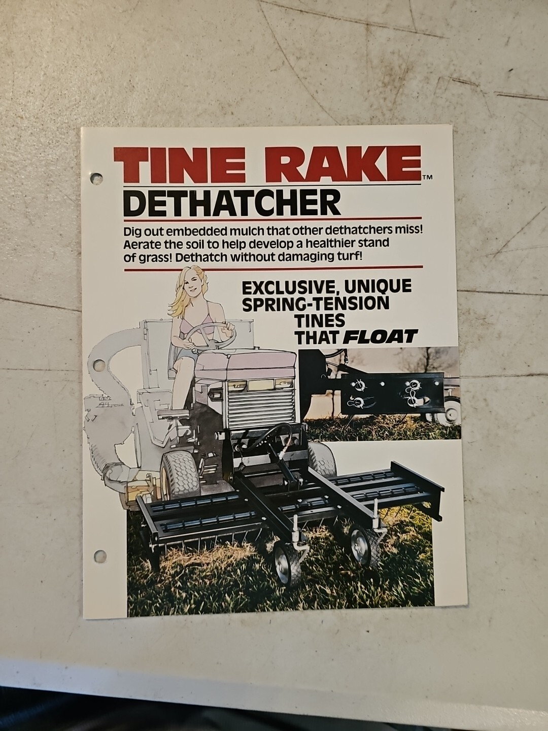 Vintage 1984 Tine Rake Dethatcher Dealer Sales Brochure