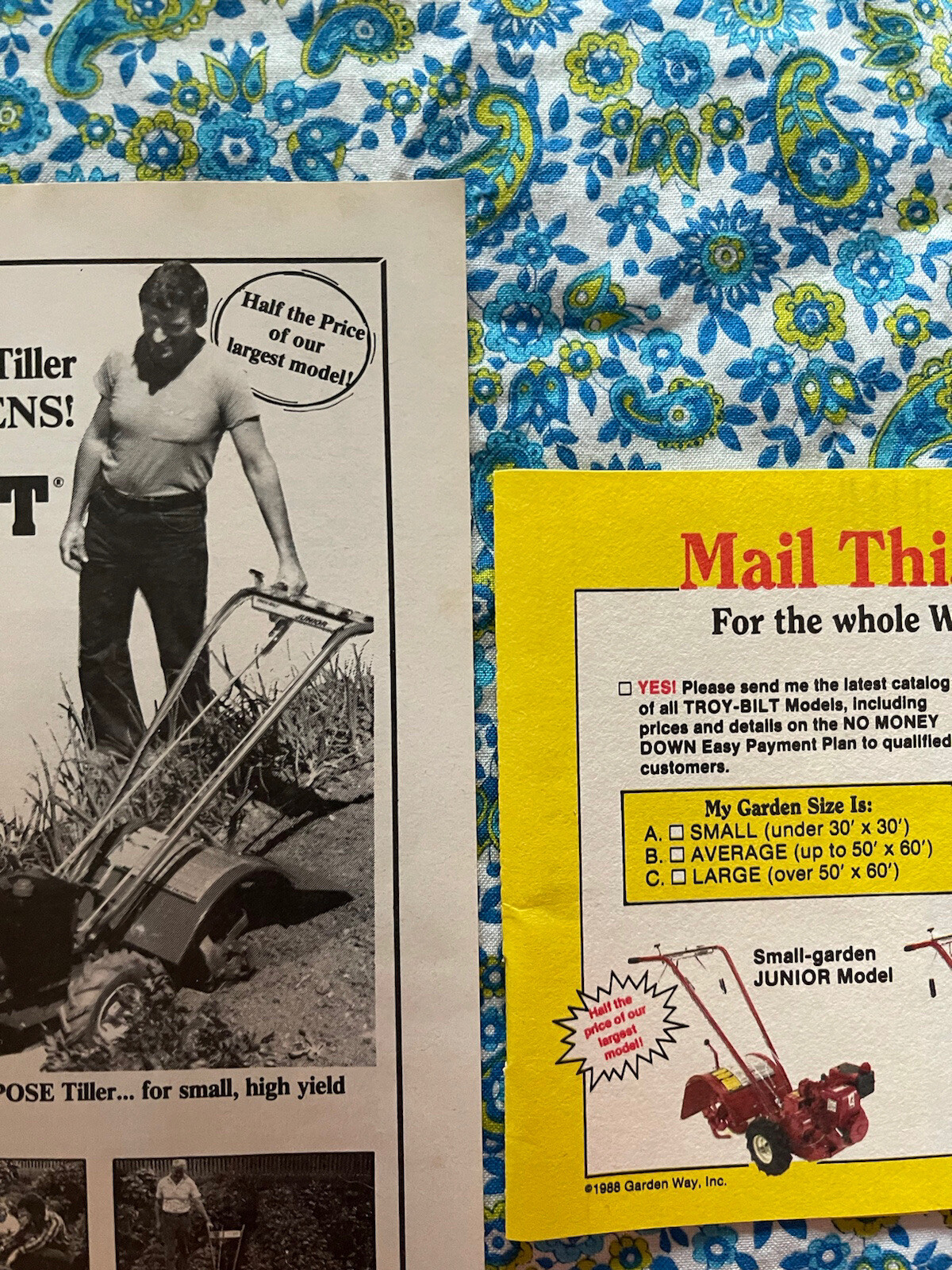 Vintage 1988 Troy Built Junior Tiller Print Ad Home Gardening