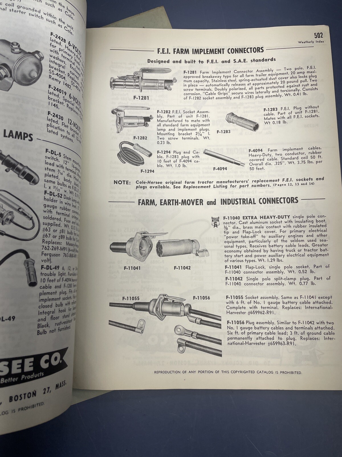 Vintage Cole-Hersee Electrical products farm tractors catalog / 1956 Price List