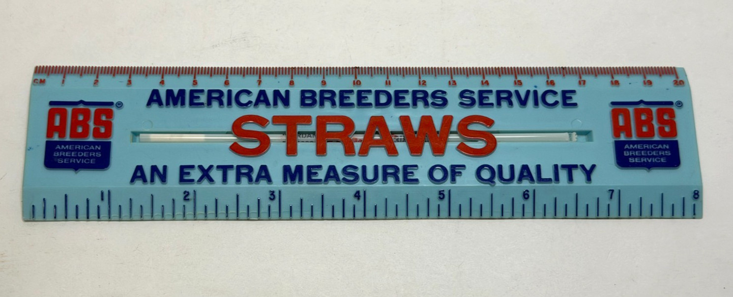 Vintage ABS American Breeders Service STRAWS 8” Ruler – Advertising Farming