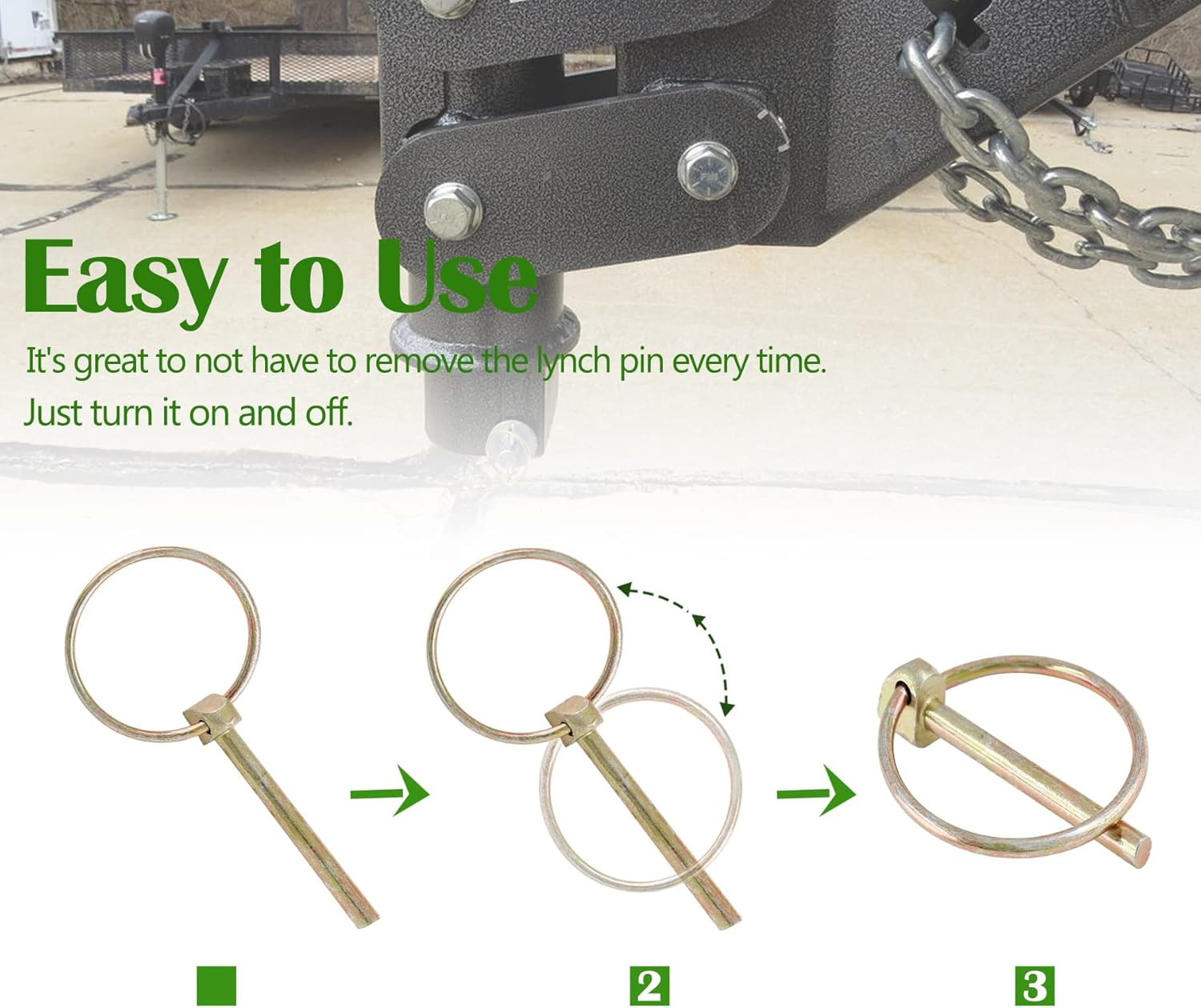 12 PCS Heavy Duty Linch Pin with Ring, 3/16″ X 1-1/2″ Linch Pins for Trailer Tro