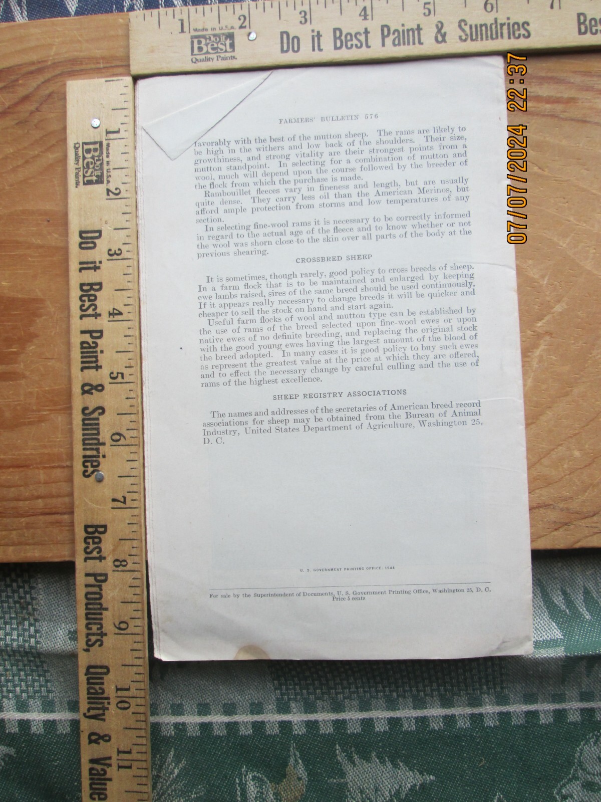 1940 Breeds of sheep for the farm US Department of Agriculture number 576