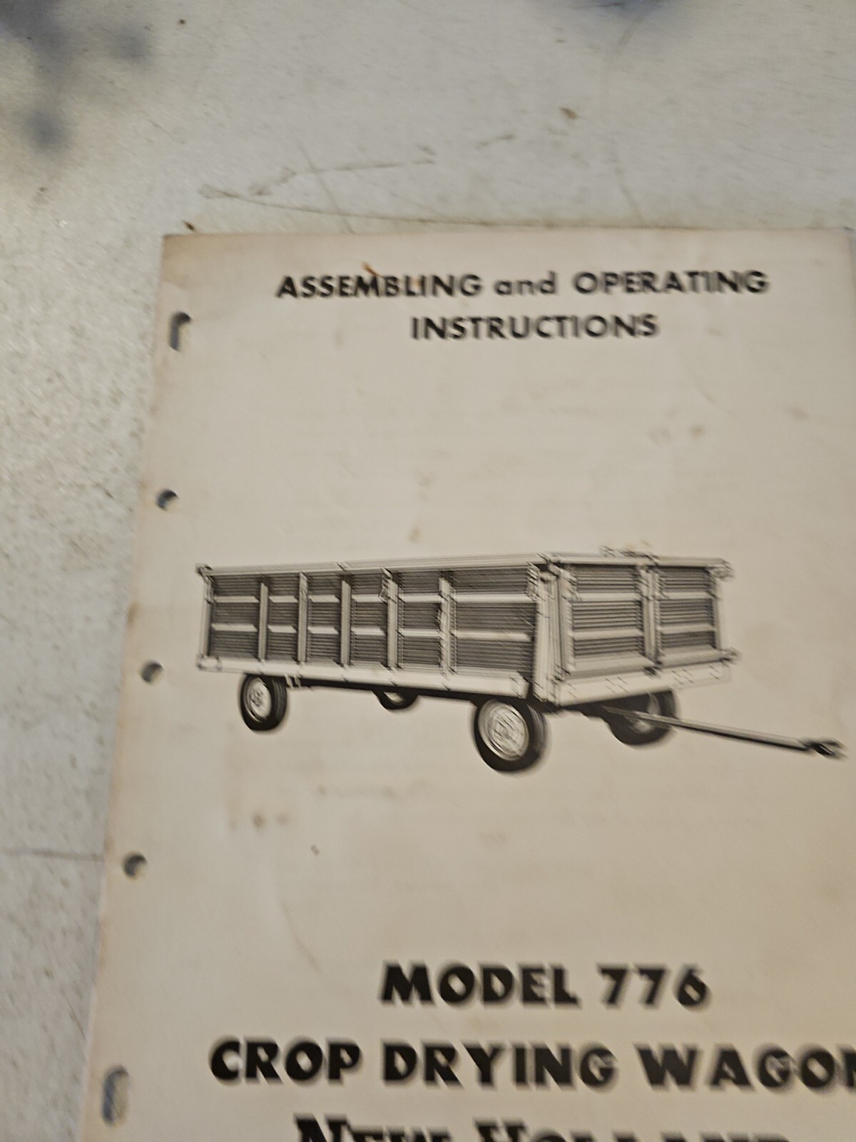 Vintage 1959 New Holland 776 Crop Drying Wagon Assembling Operating Instruction