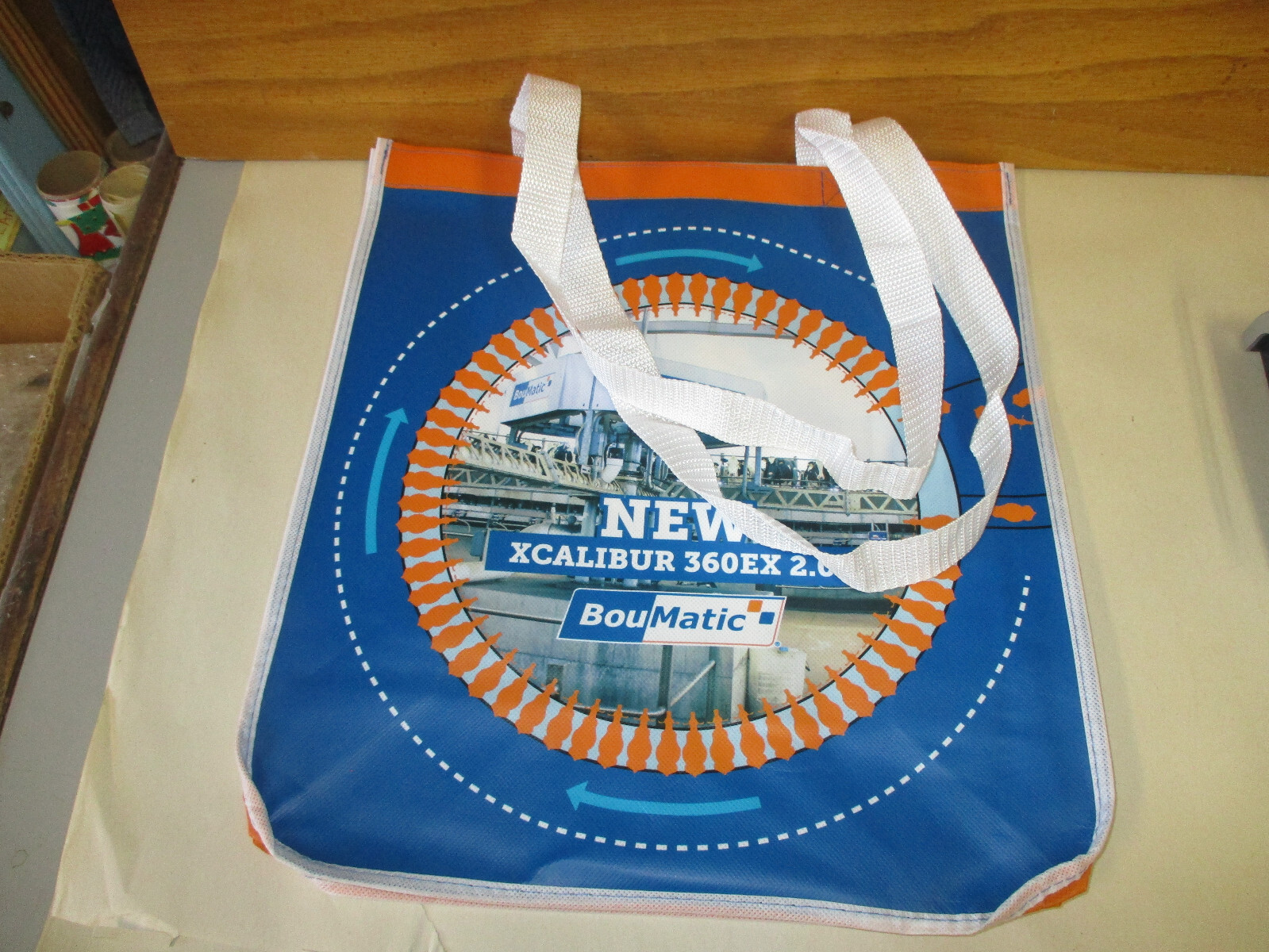 2 BOUMATIC DAIRY Shopping Bag Lot 13.5″x13.75″ (Orange/Blue) XCALIBUR 360EX 2.0