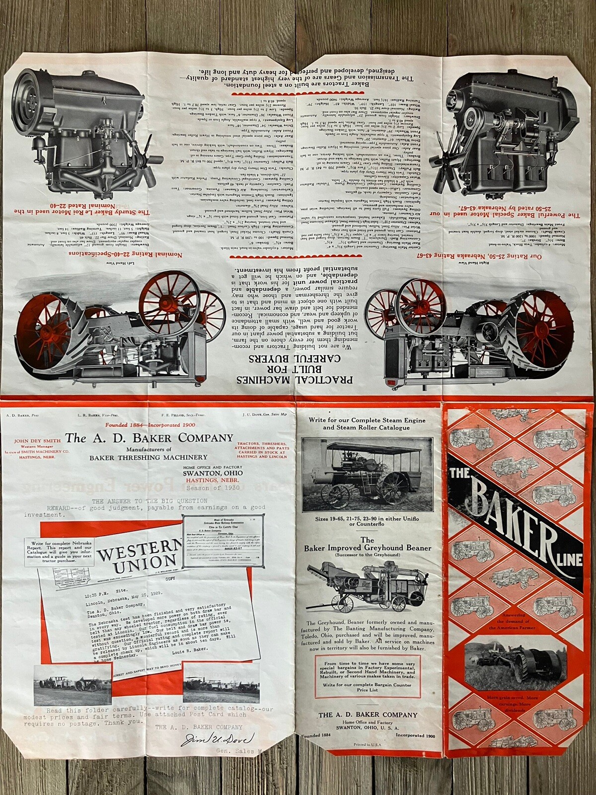 Vintage Advertisment Baker Line Agricultural Equipment Brochure
