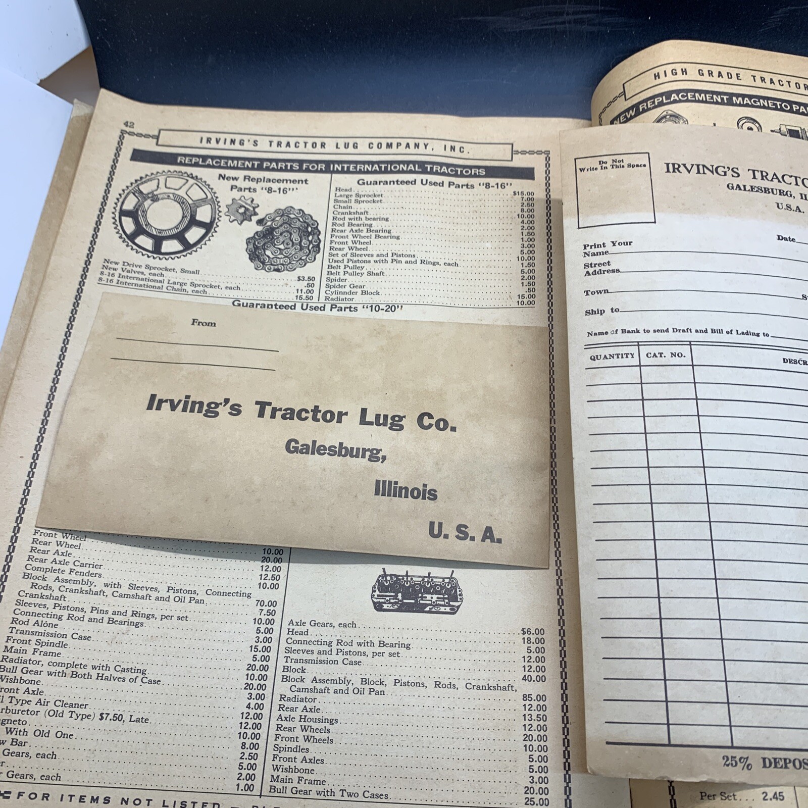 VINTAGE 1937 TRACTOR PARTS CATALOG IRVING’S TRACTORS LUG CO., GALESBURG IL Deere