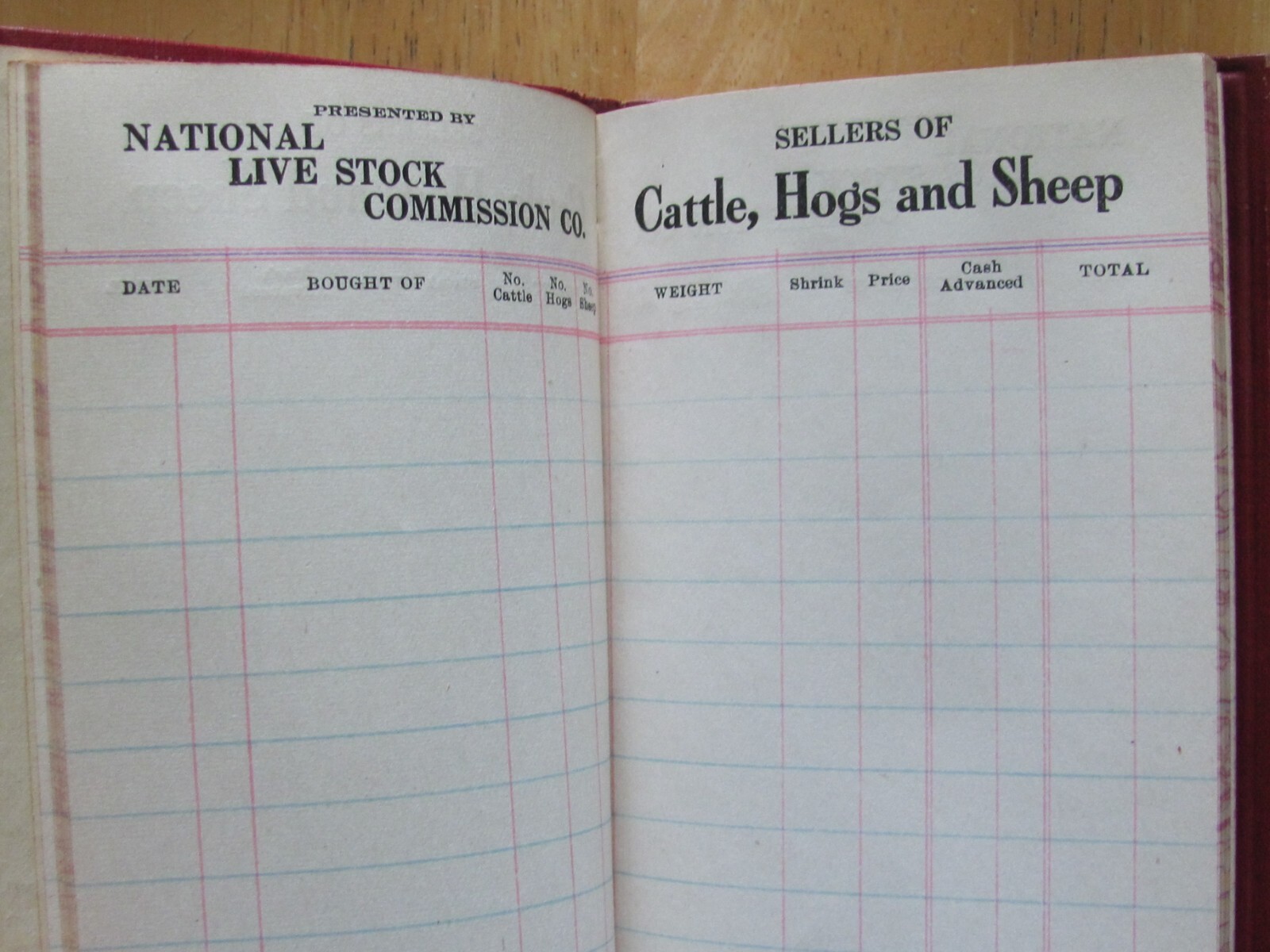 1919 National Livestock Commission Co Ledger Book Farm Cattle Horse and Sheep