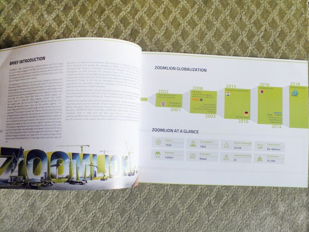 ZOOMLION Full Product Catalog Excavators Buldozers Cranes Tractors Brochure 2018