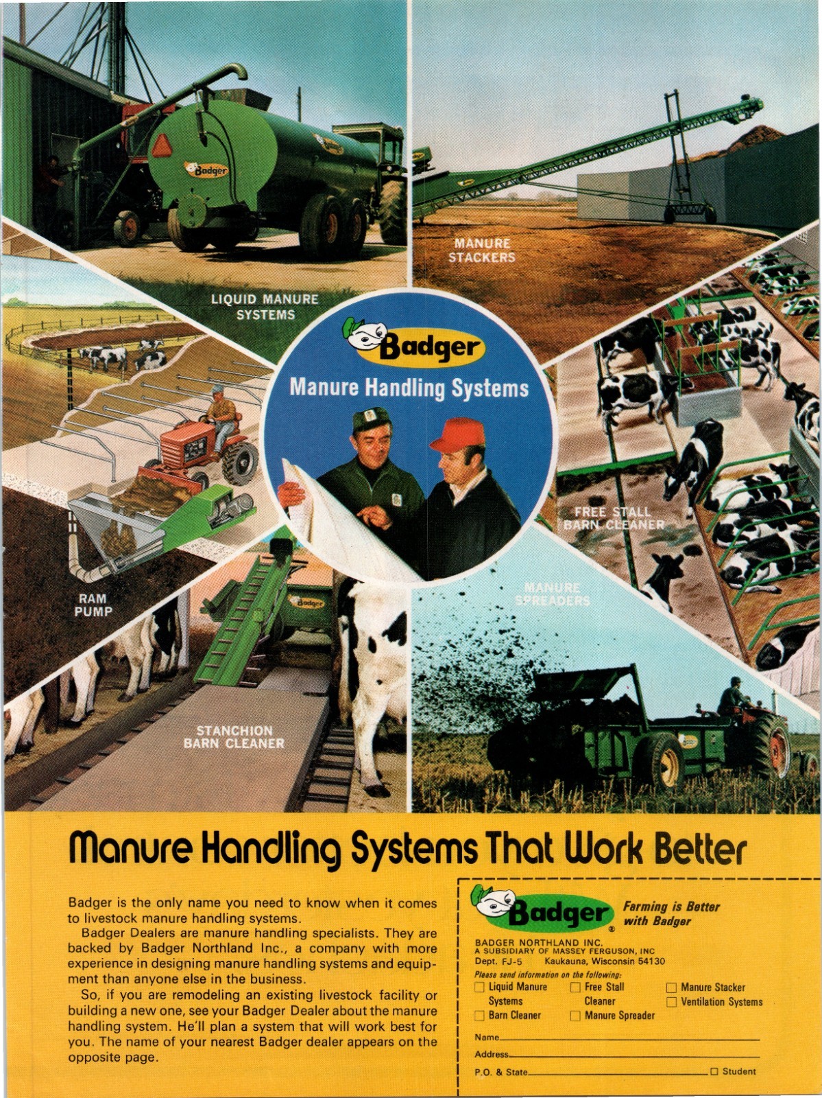 1975 Badger Manure Handling Systems Stacker Spreader Vintage 70’s Print Ad