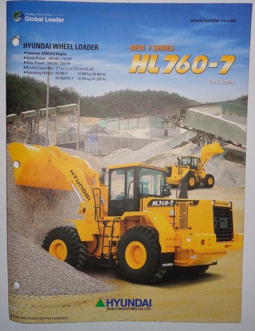 Hyundai HL760-7 Tier II Wheel Loader Sales Brochure Literature Ad Advertising