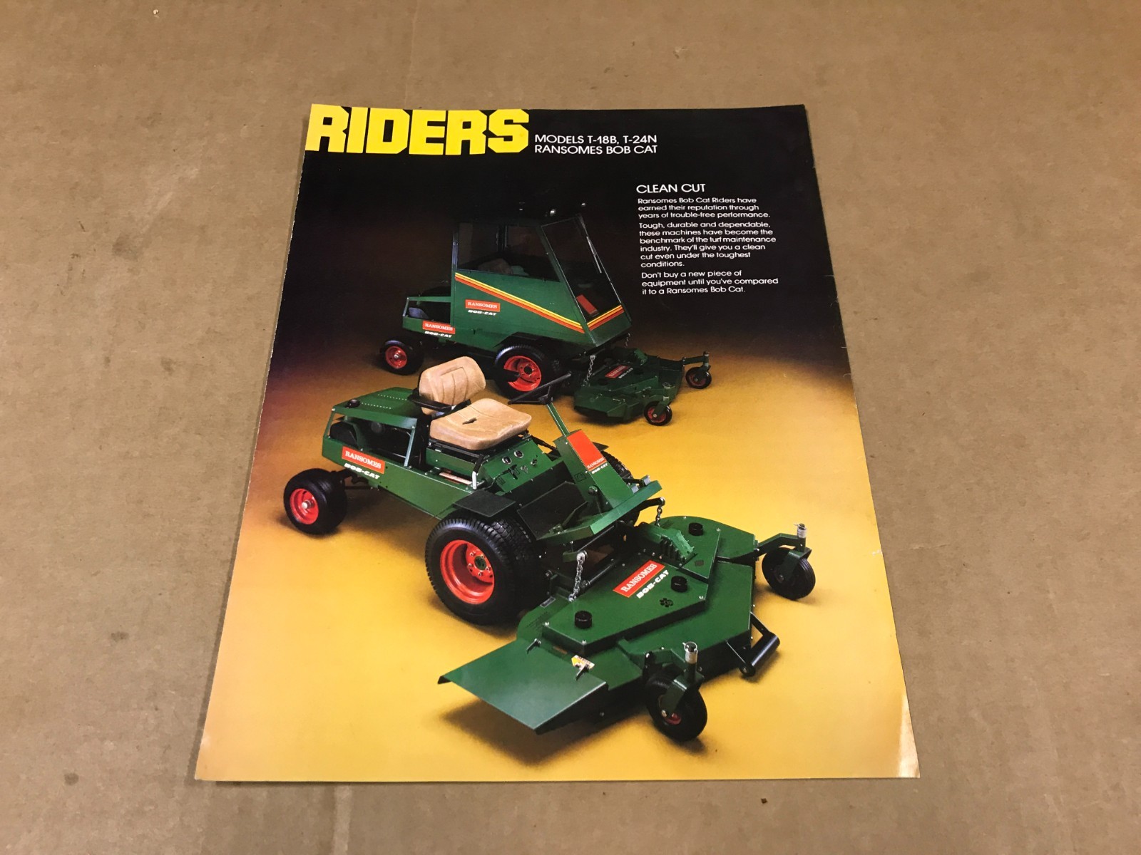 Vintage Riders Brochure – Models T-18B, T-24N Ransomes Bob Cat