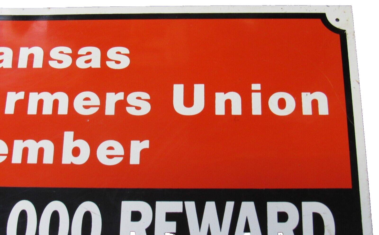 VTG 18″ x 12″ KANSAS FARMERS UNION MEMBER $ 1000 REWARD Metal Sign Agriculture