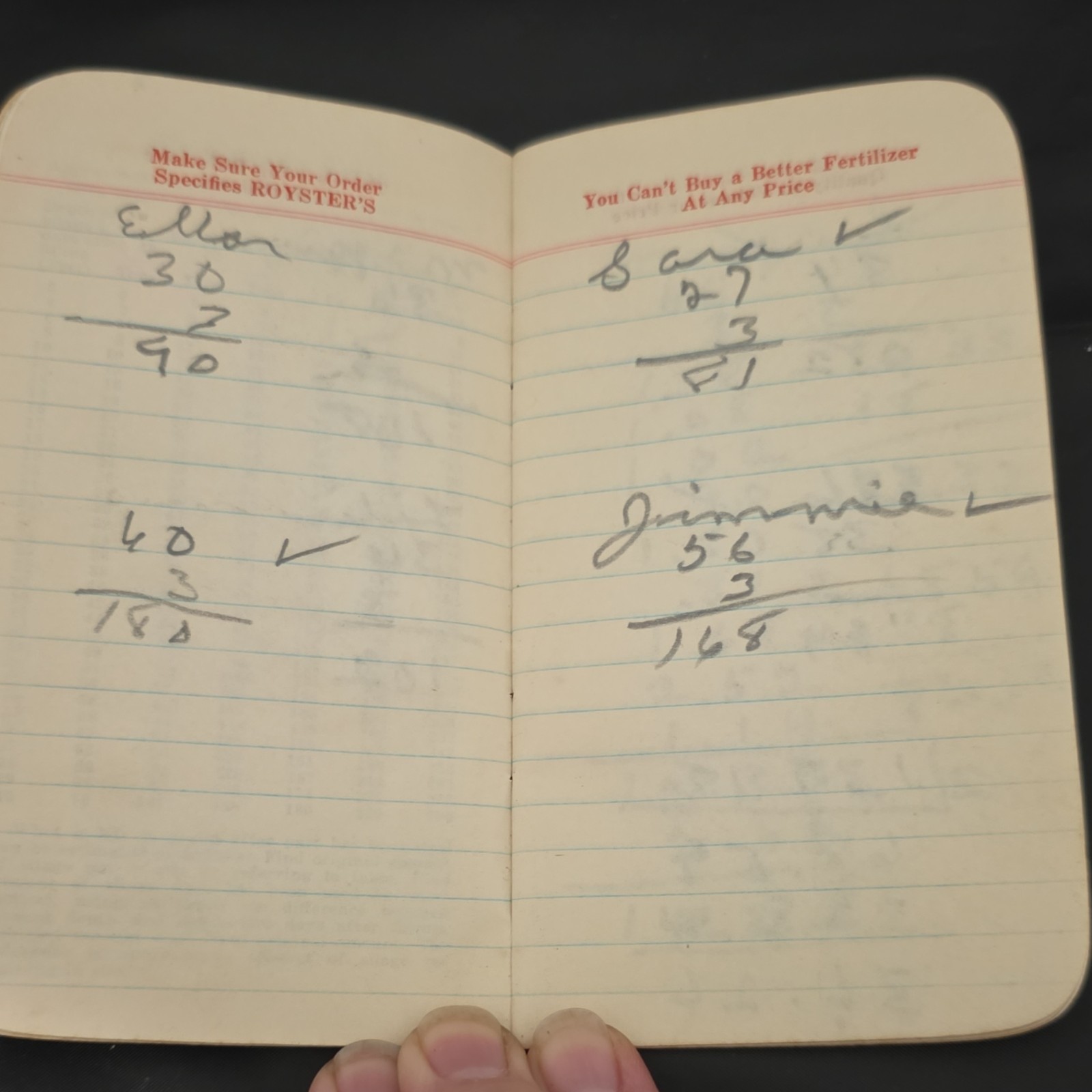 Royster Fertilizer Vintage Note Pad 1956-1957
