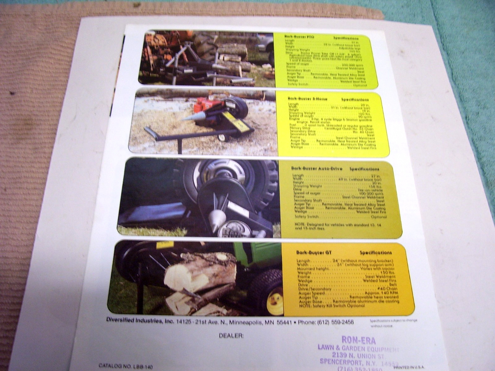 1970’s Bark Buster Wood Splitter Brochure / Catalog