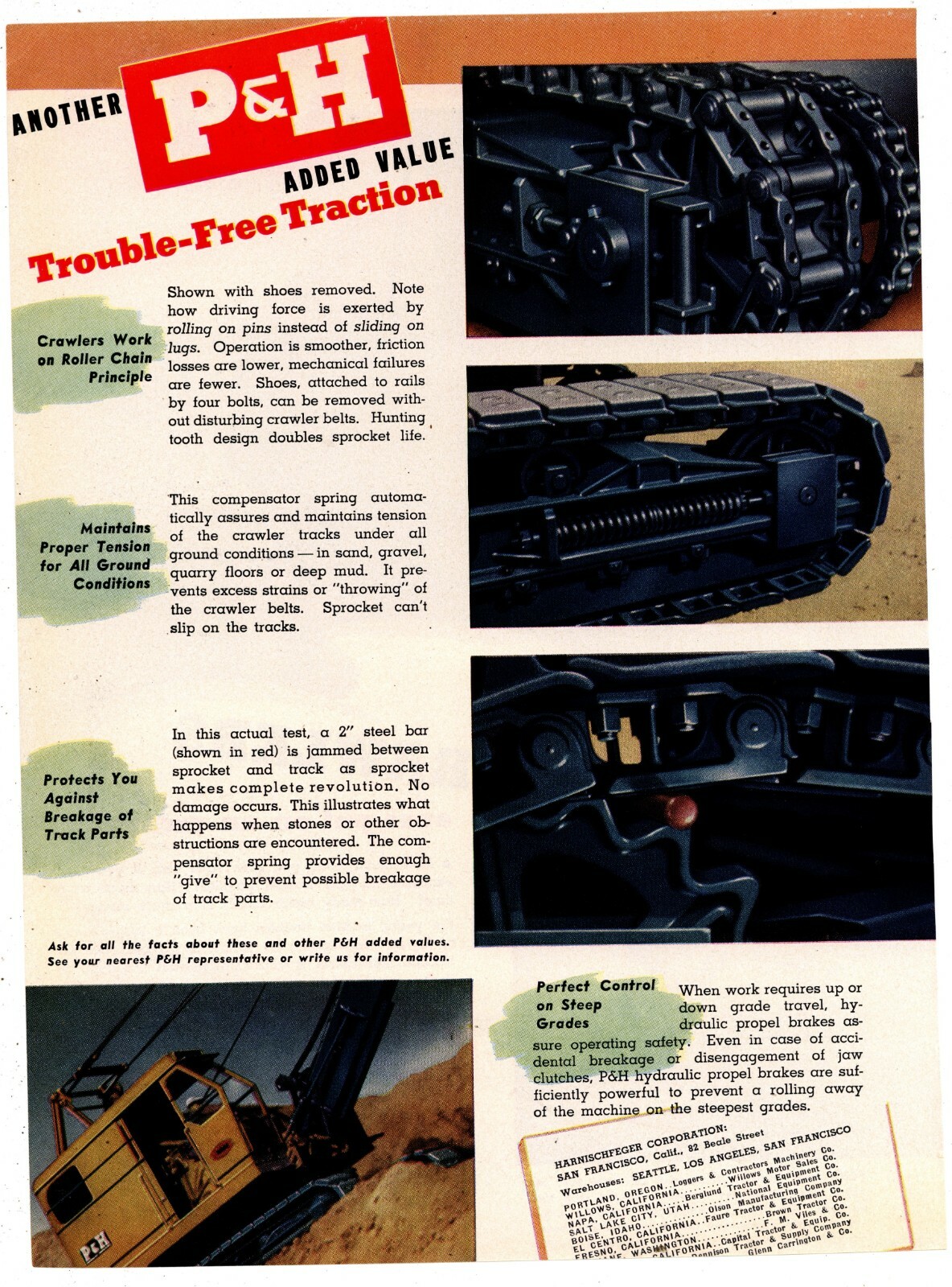 1946 P & H Harnischfeger Excavators 1 Pg. Two Sided Ad: “Greatest Crawlers Ever”
