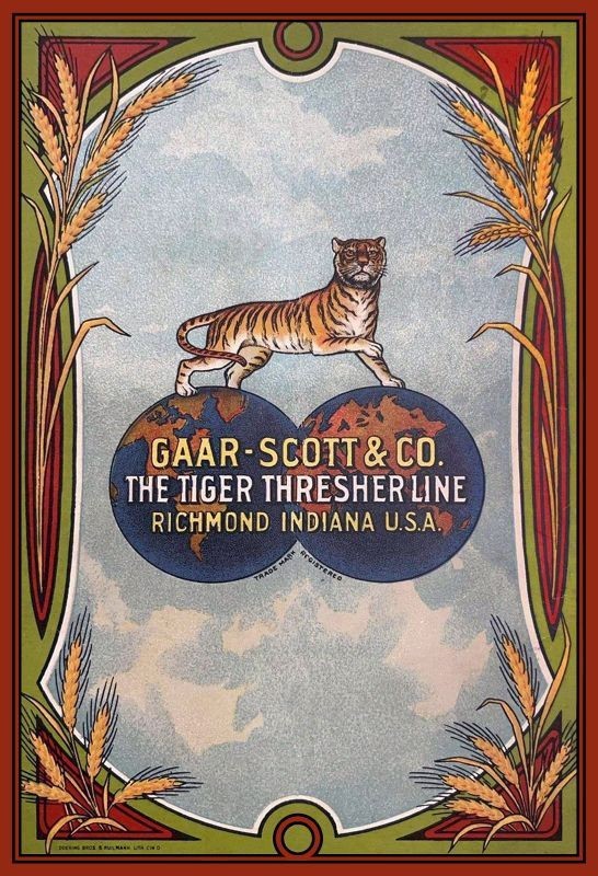 1910 Gaar Scott Tiger Threshing Equipment NEW Sign: 40″ Tall Diecut USA STEEL