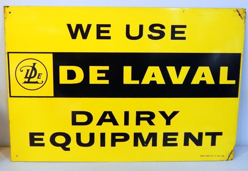 Vtg NOS ORIGINAL DeLaval Dairy Equipment 18″ x 12″ Tin Sign Stout Sign Co MO.