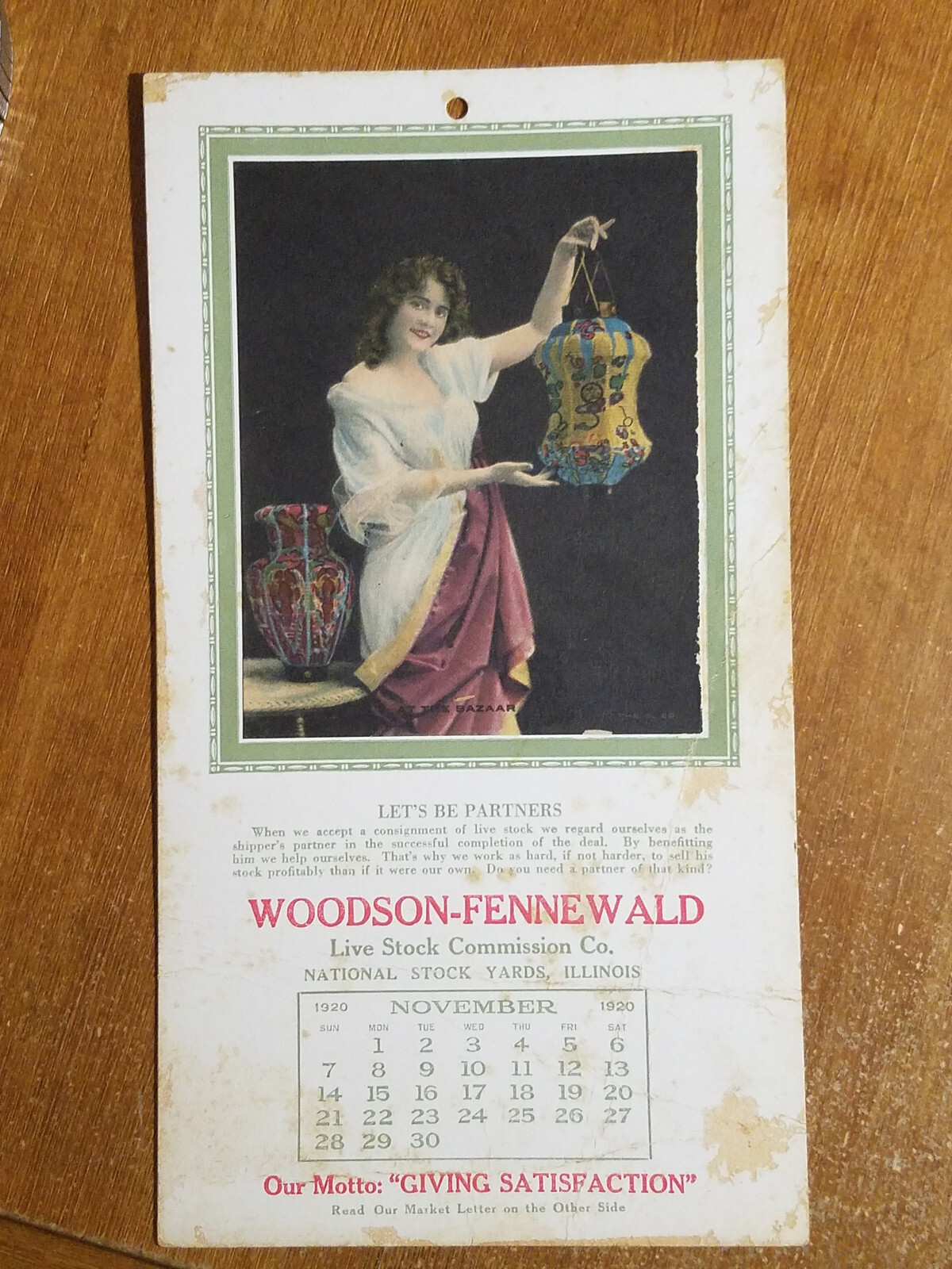 1920 Calendar, Woodson-Fennewald National Stock Yards, Illinois