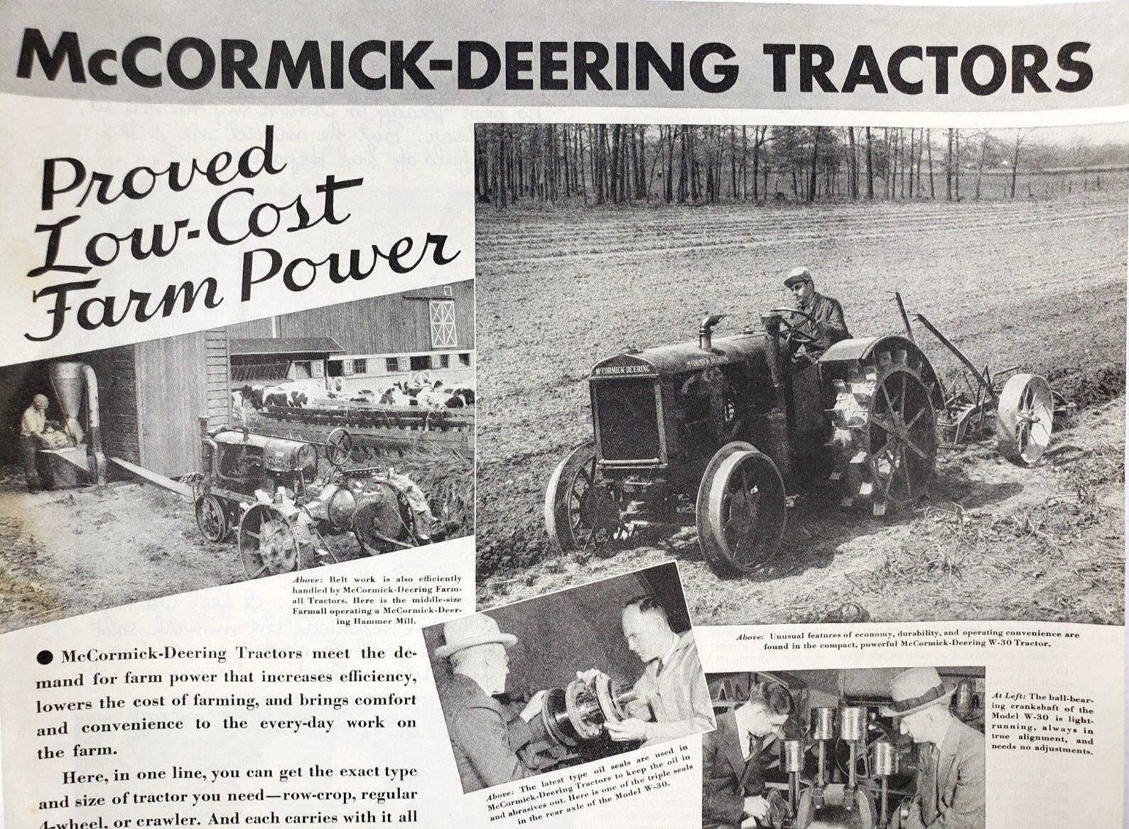 International Harvester McCormick Deering Vintage 1936 Tractor Ad Farm Power