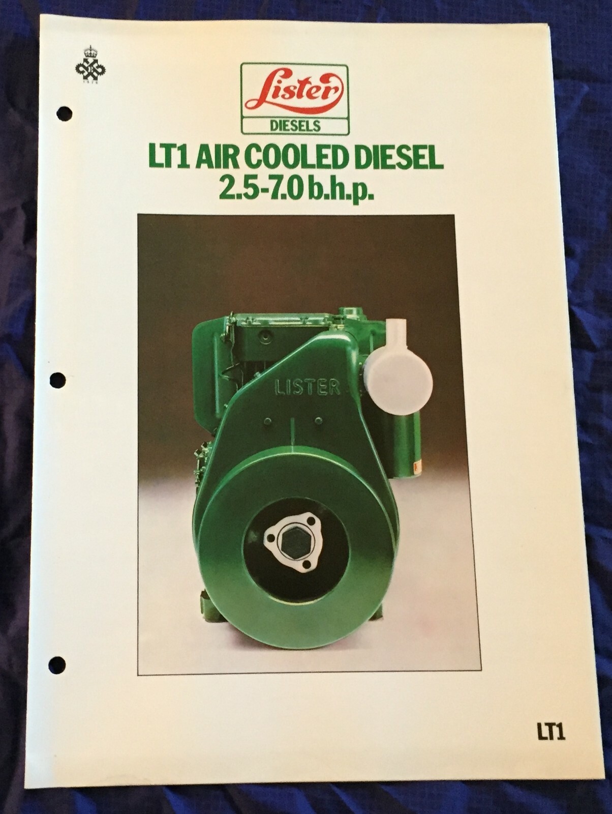 LA109 Lister LT1 Air Cooled Diesel 2.5-7.0 b.h.p. Sales Brochure