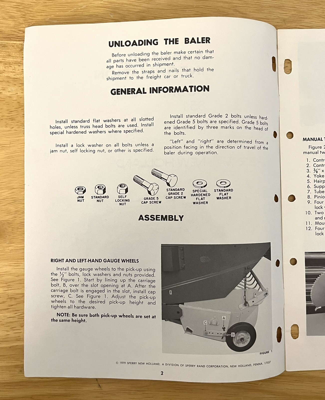 SPERRY NEW HOLLAND Assembly Manual For Round Baker #851