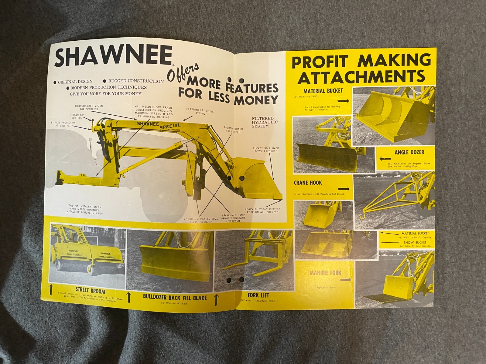1950’s Shawnee International Heavy Duty Loader Tractor Brochure Vintage