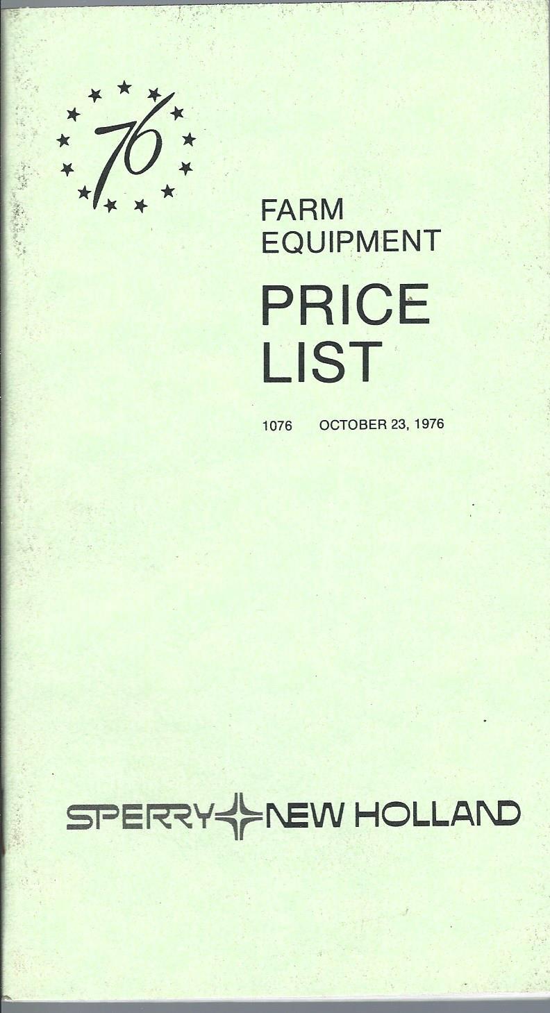 Farm Equipment Brochure – Sperry New Holland – Price List – 1976 (F3622) – S