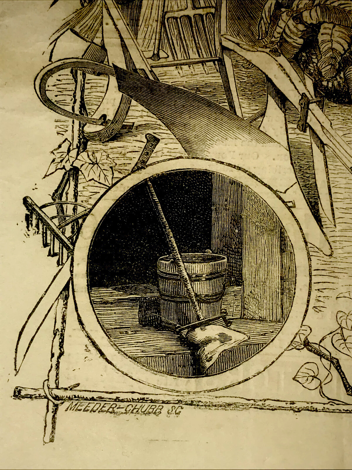 ORIGINAL 1872 Settler Farm Engraving Advertising