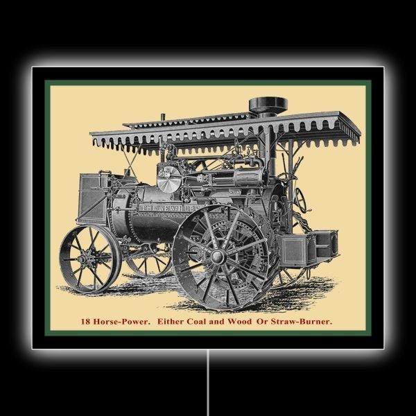 1900 Style Huber Steam Engine, Tractor NEW LED Hanging Lighted Sign: 18×23″