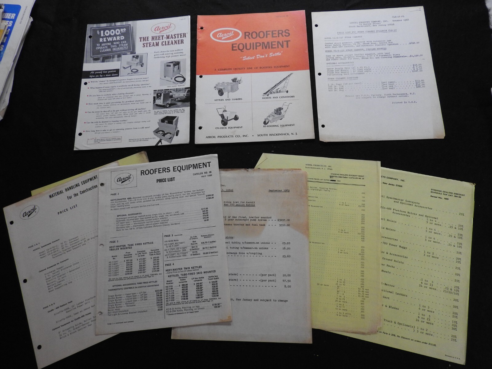 1968 Aeroil Products Co. “Roofers Equipment” Sales Catalog W/price Hackensack NJ
