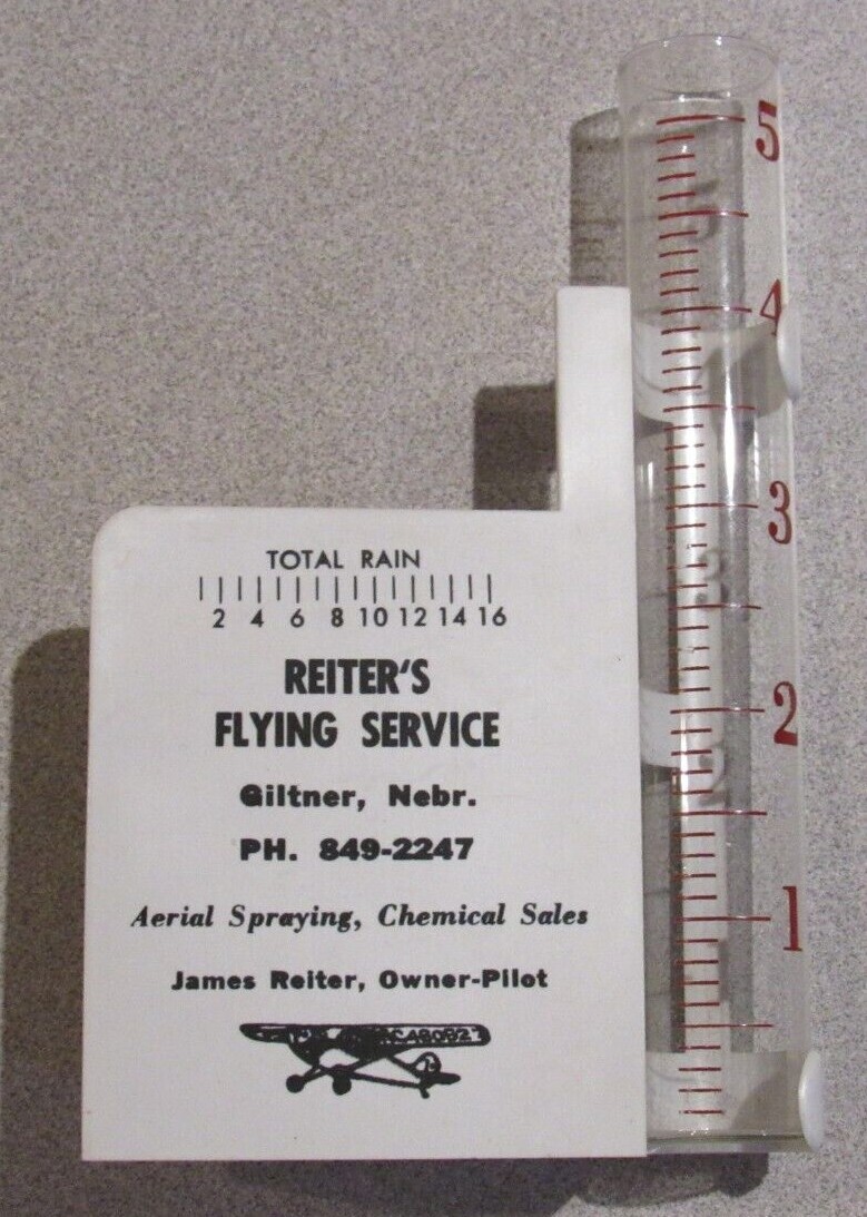Vintage Reiter’s Flying Service Rain Gauge Recorder Glass Farmer Crop Dust Rare