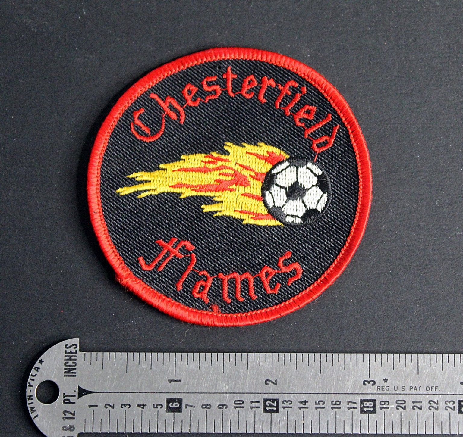 Chesterfield Flames Embroidered Patch 3 Inch Soccer Flame Logo