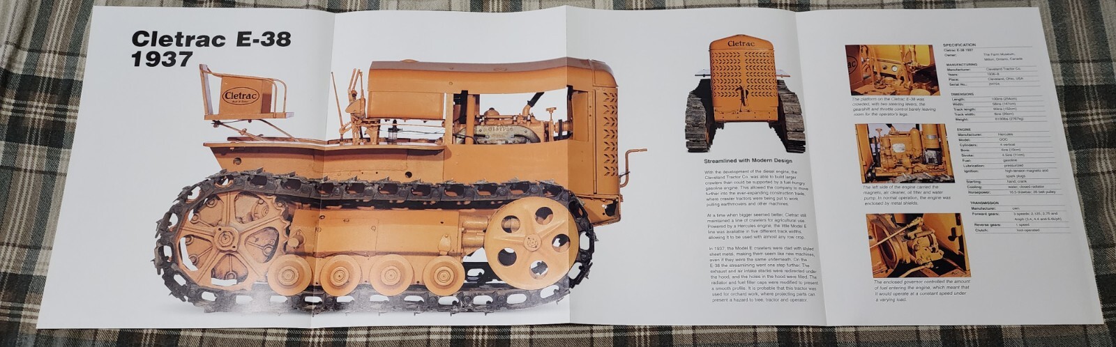 Cletrac Farm Tractor Poster Picture Original Out of Print Wall Art Display