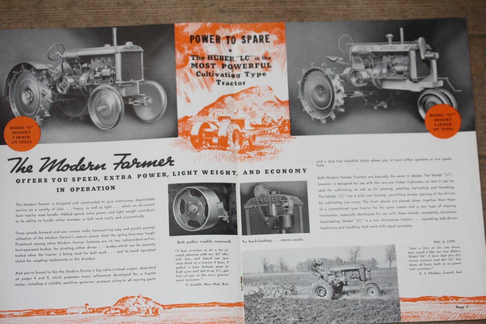 “The Powerful HUBER Modern Farmer” Catalog, Models L and LC, Early 1940’s