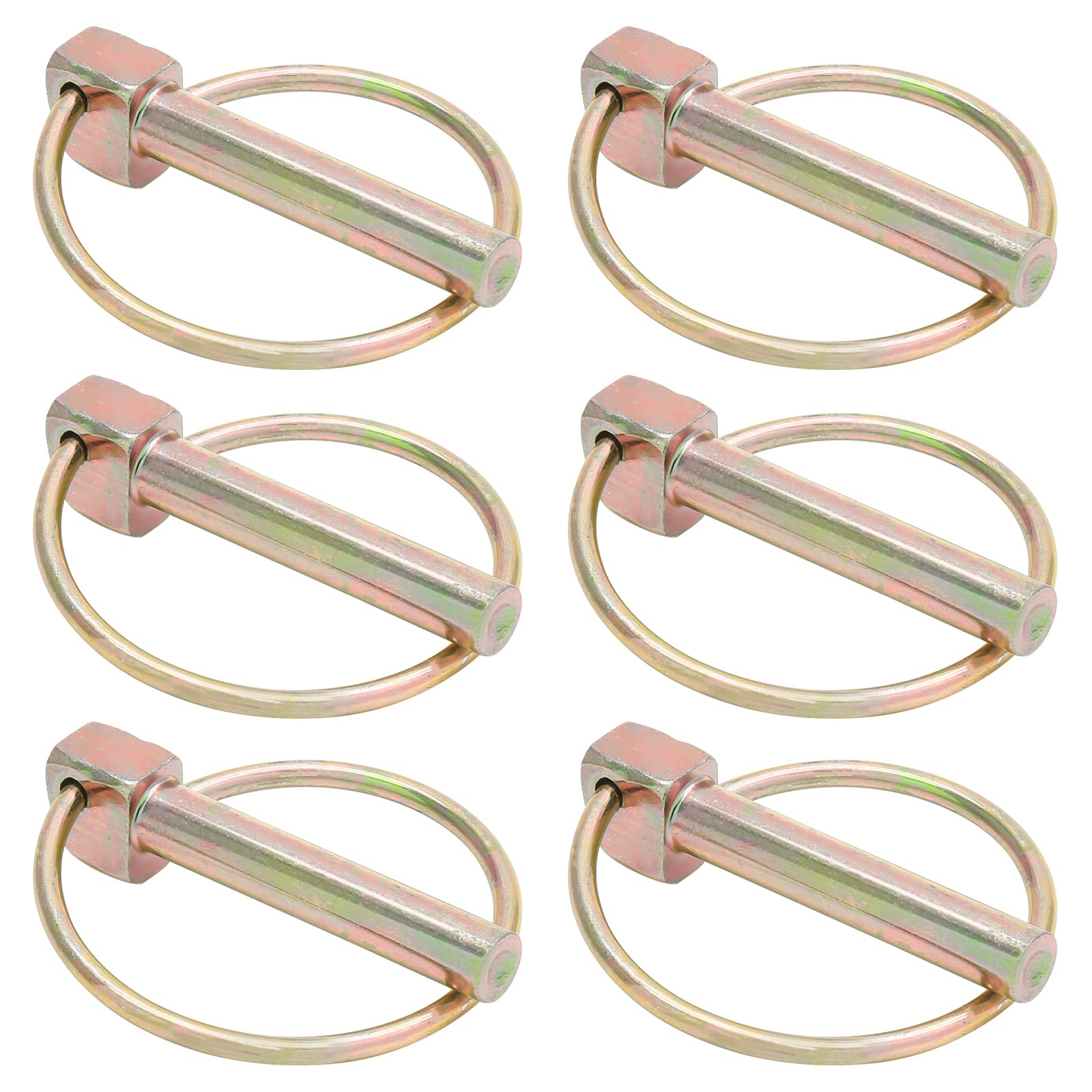 6Pcs 3/8 Inch Heavy Duty Lynch Pin with Ring, Round Linch Pins Assortment Kit…