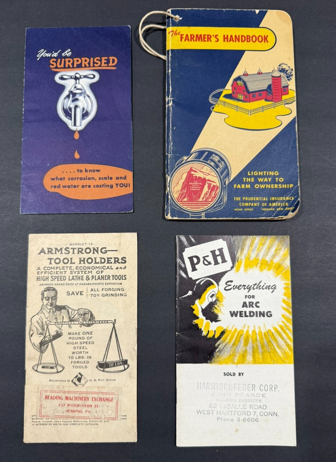 Vintage Farmer’s Handbook, Arc Welding, Armstrong Tools Brochures….4 Items