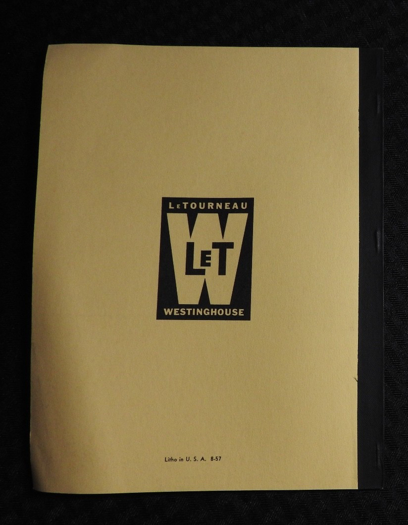 1957 LW LeTourneau-Westinghouse Model “CT Scraper” Parts Catalog Manual NOS NICE