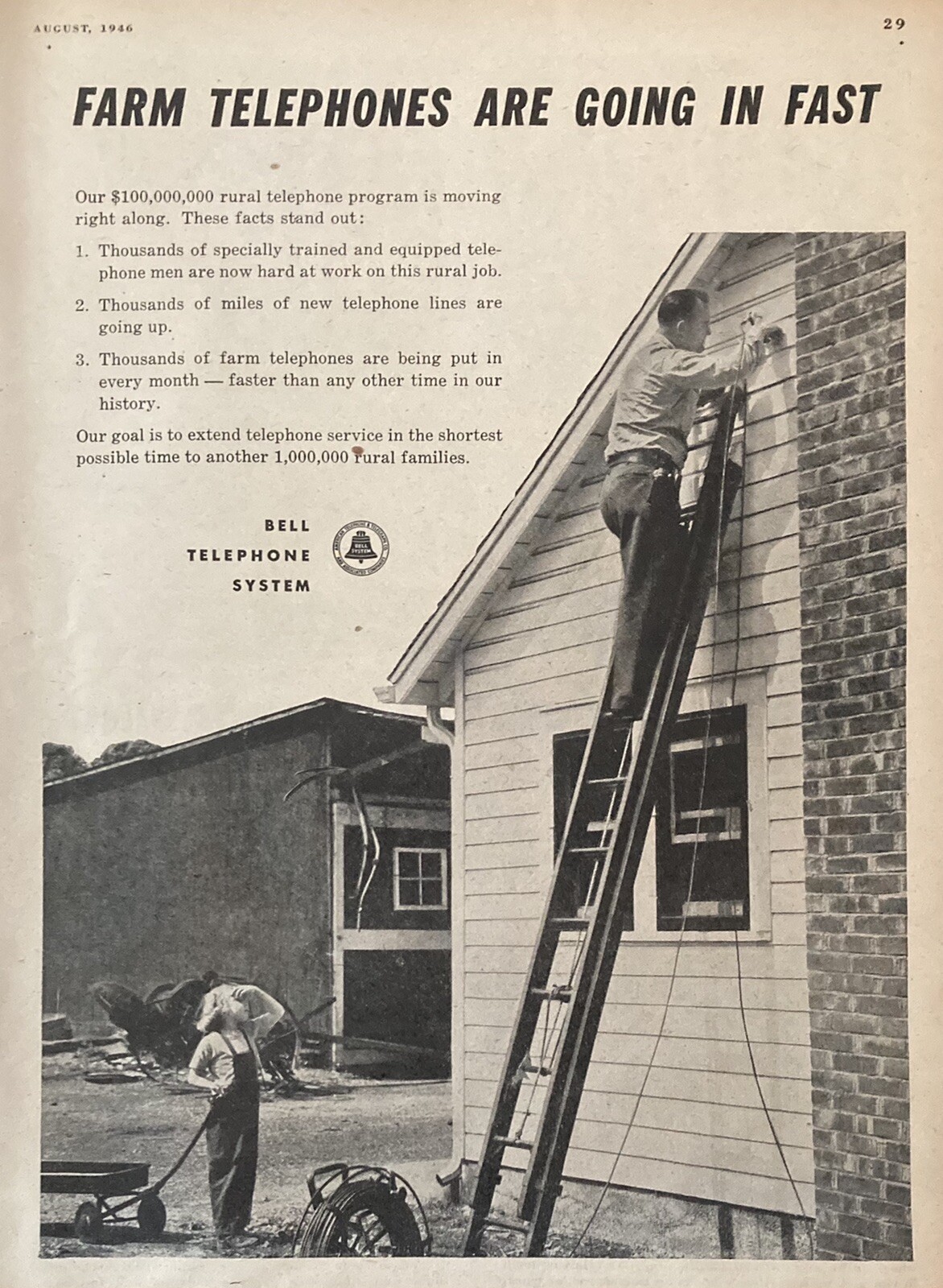 1946 AD.(XH14)~BELL TELEPHONE SYSTEMS FOR THE RURAL FARMER
