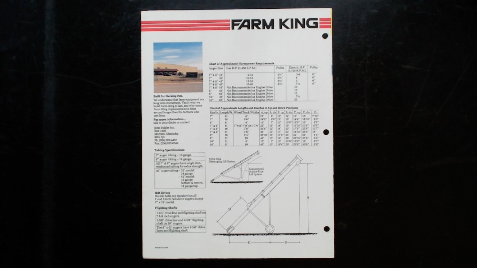 Farm King Grain Augers Brochure 7″, 8″ & 10″ Vintage Agricultural