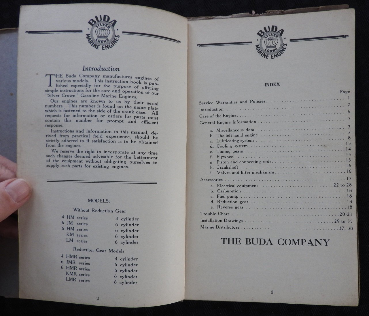1936 Buda “Silver Crown” Marine Engines Operators Installation Manual ORIGINAL!