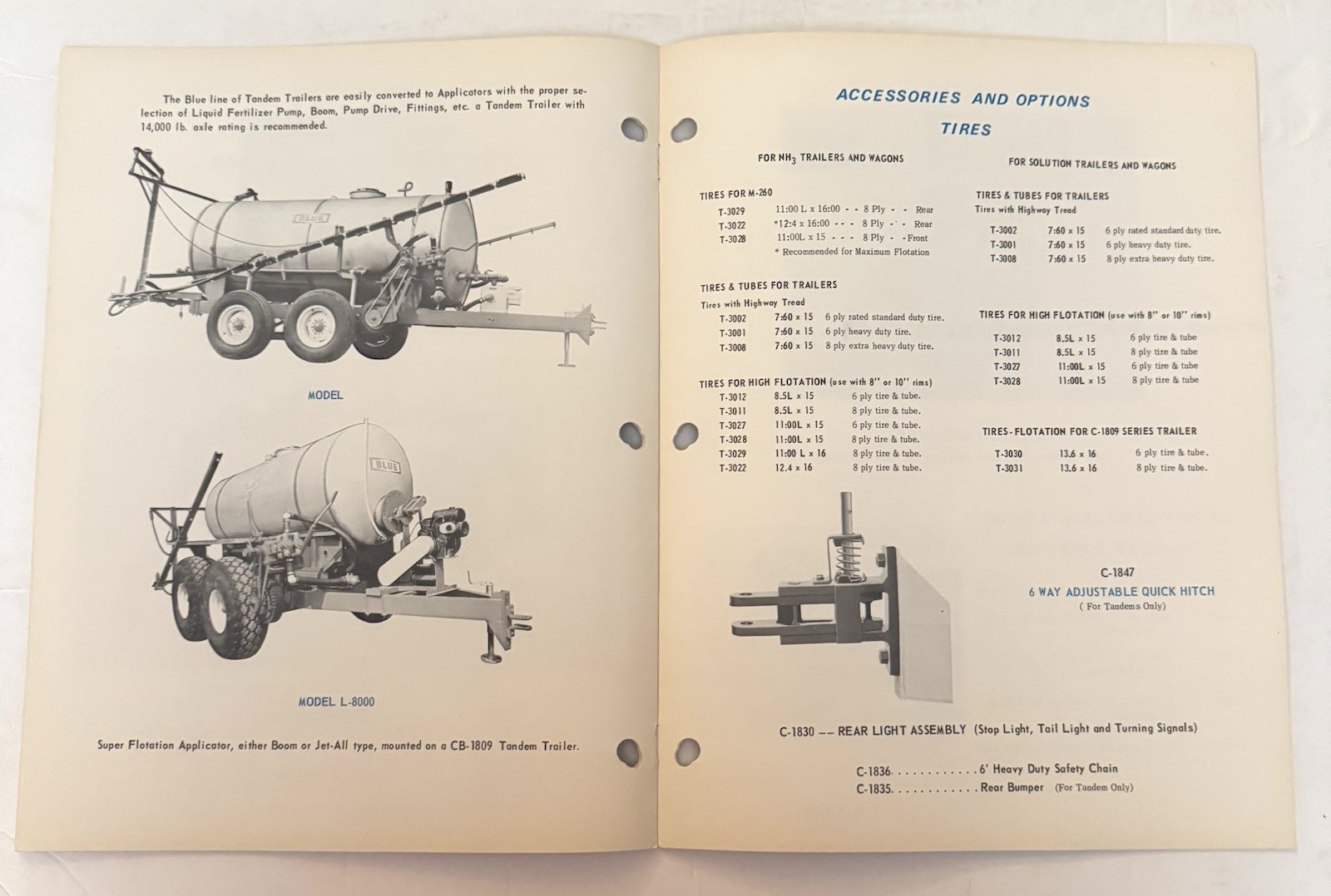 Vintage 1950’s BLUE John Blue Company Nurse Tank Trailer Catalog Farming