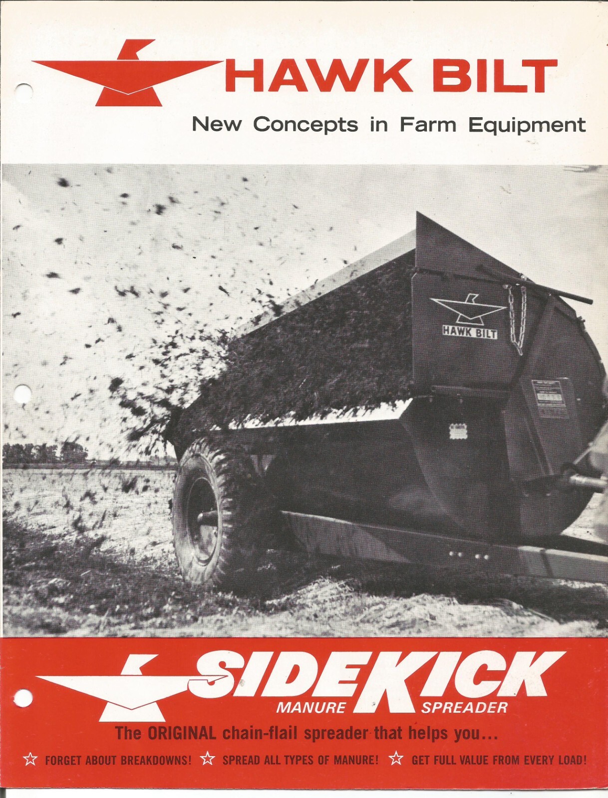 Original OE Hawk Bilt Sidekick Manure Spreaders Sales Brochure Form # SS 316 W10
