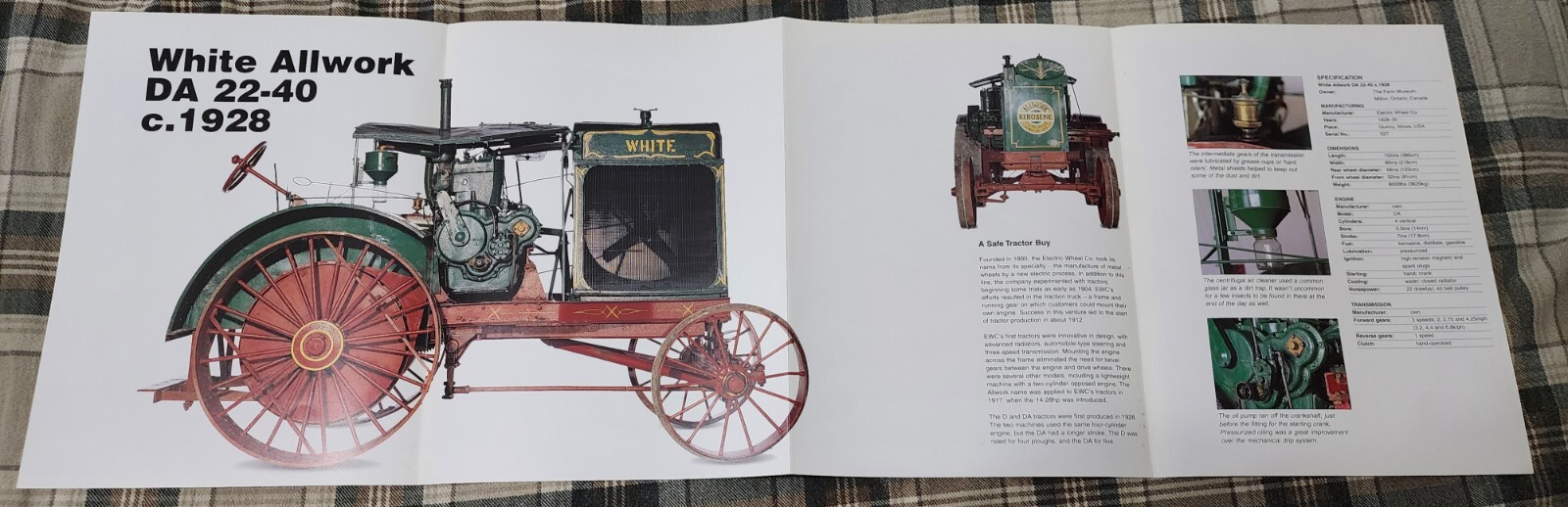 White Allwork Tractor Picture Poster Large Farming Original Out of Print Decor