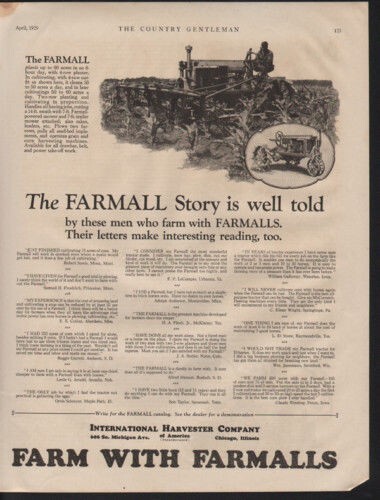 1929 MCCORMICK DEERING FARMALL TRACTOR CORN HARVEST AGRICULTURE AD 10450