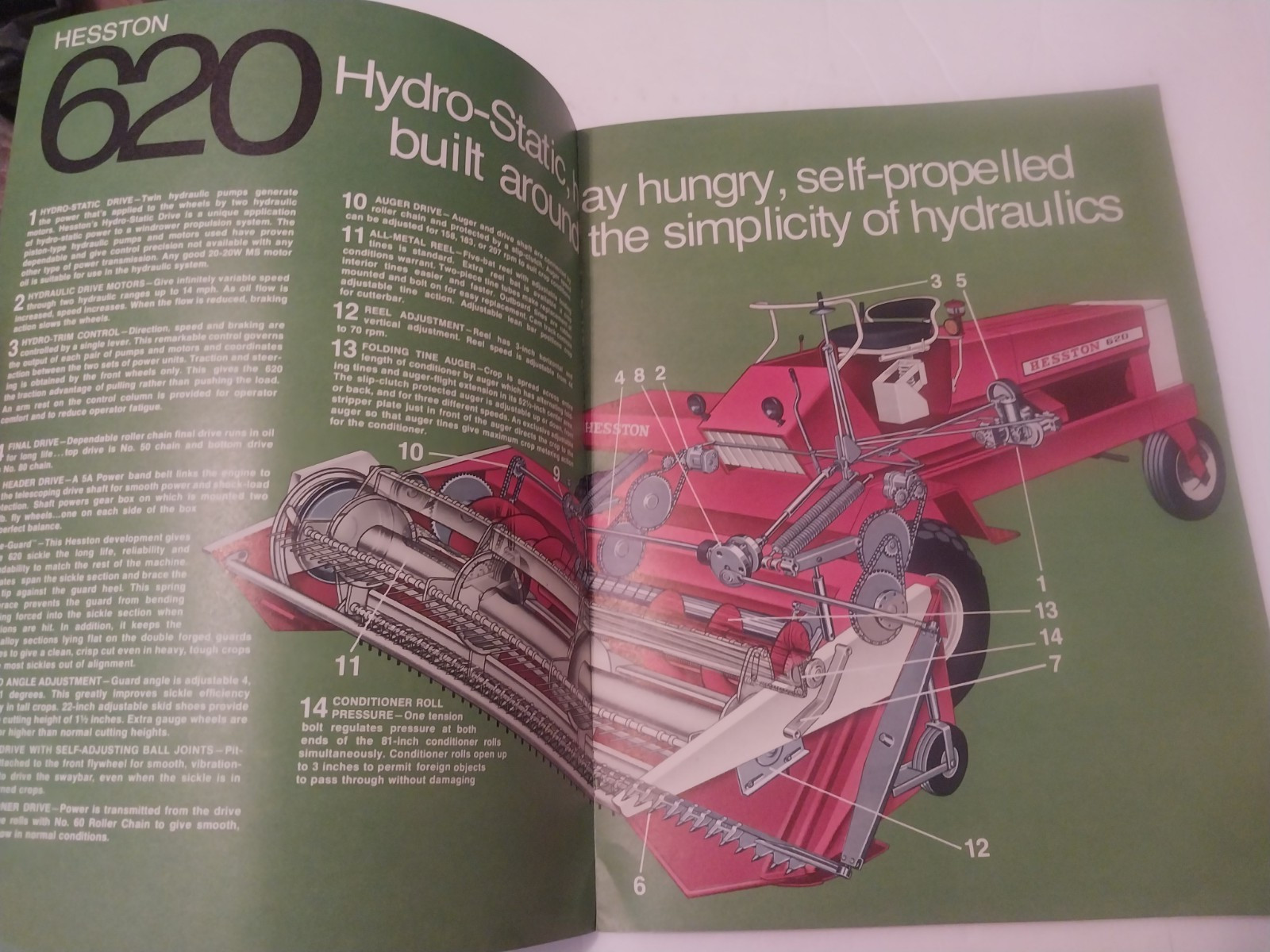 Hesston windrowers brochures 320-PT-10, PT-7, 520, 420, 620, PT-12 (1970s)