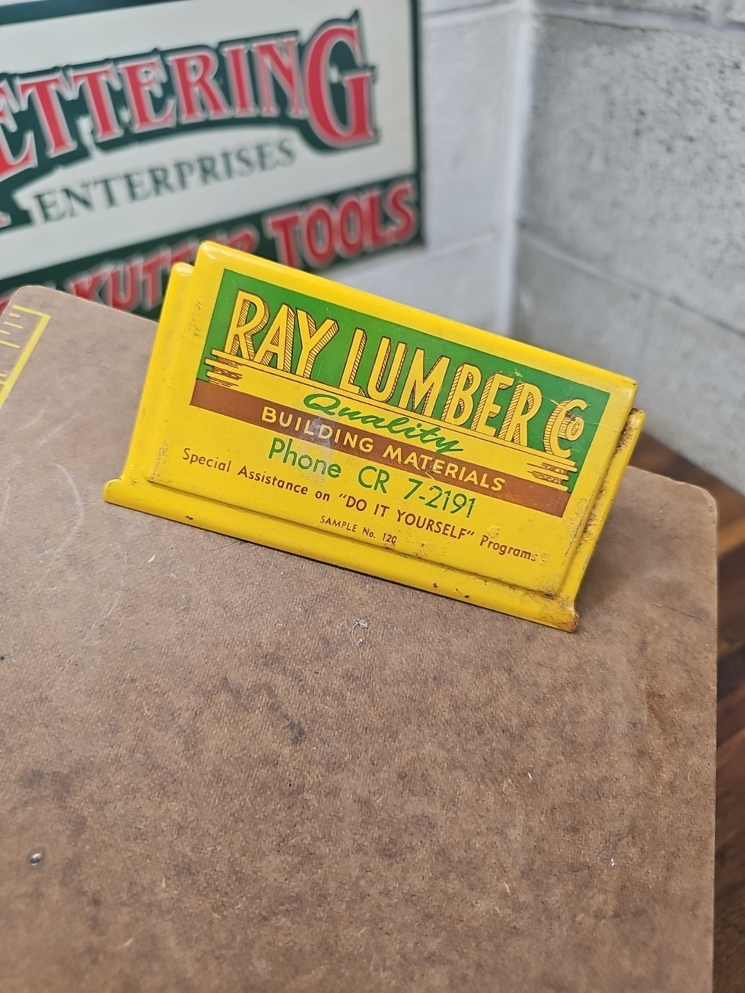 L42- NEAT vintage RAY LUMBER advertising Clipboard Metal Sign 13 x 9″