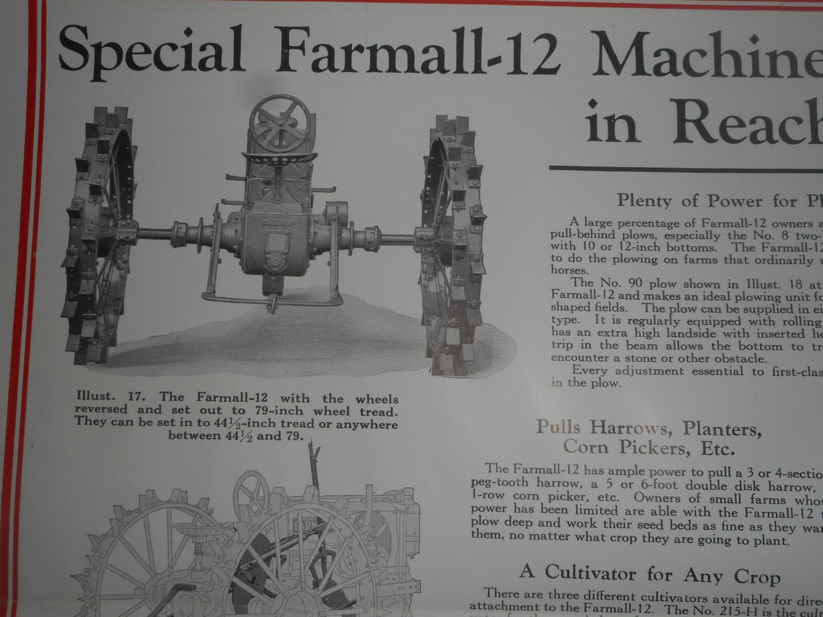IH McCormick Deering Farmall 12 Tractor Salesman Dealer Window Brochure c.1930