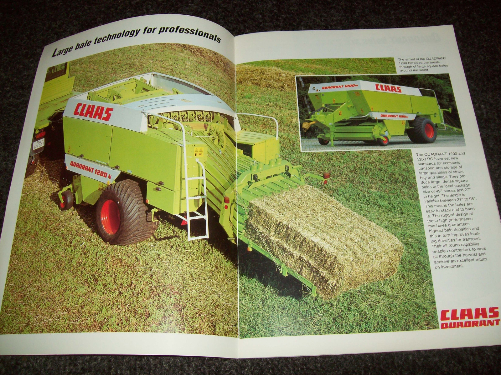 CLAAS QUADRANT 1200 1200 RC BROCHURE AD LITERATURE