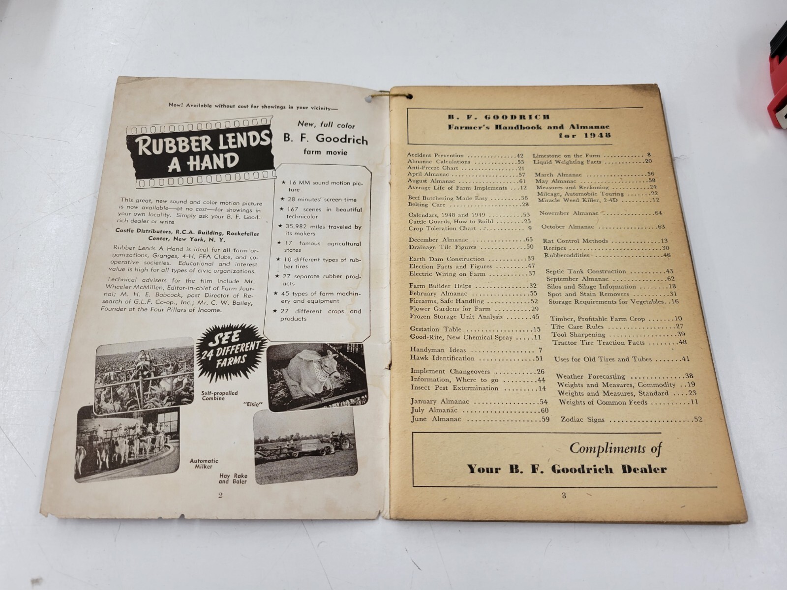 Vintage B. F. Goodrich Farmers Handbook And Almanac 1949 BF Goodrich 