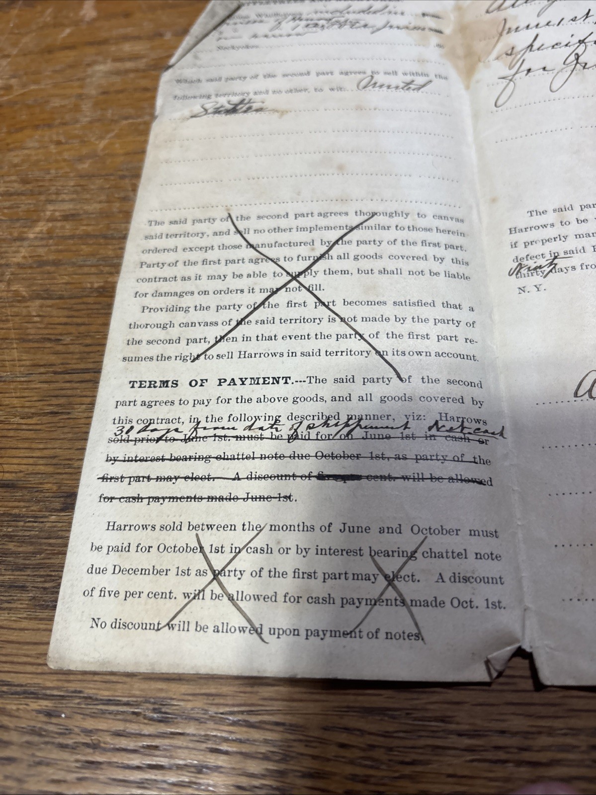 Vintage Farm Equipment Contract Evans Manufacturing Co Hammond NY 1906